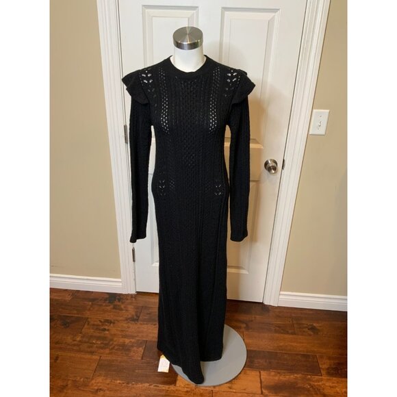 Chloe Black Wool Cashmere Long Sleeve Maxi Sweater Dress $1995, Size Small - Picture 2 of 11
